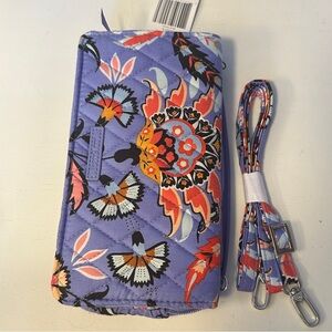 Vera Bradley RFID Mural Garden Crossbody Wristlet Tri-Fold Wallet